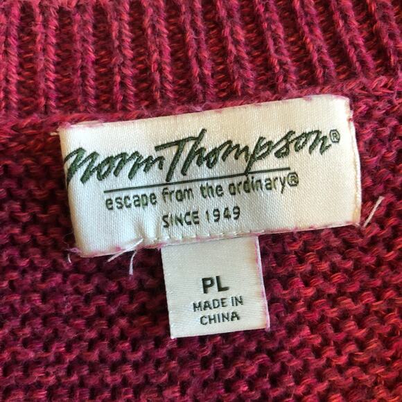 Norm Thompson Tunic Knit Sweater PL Burgundy Textured Holiday Quiet Luxury 90s - Picture 7 of 9